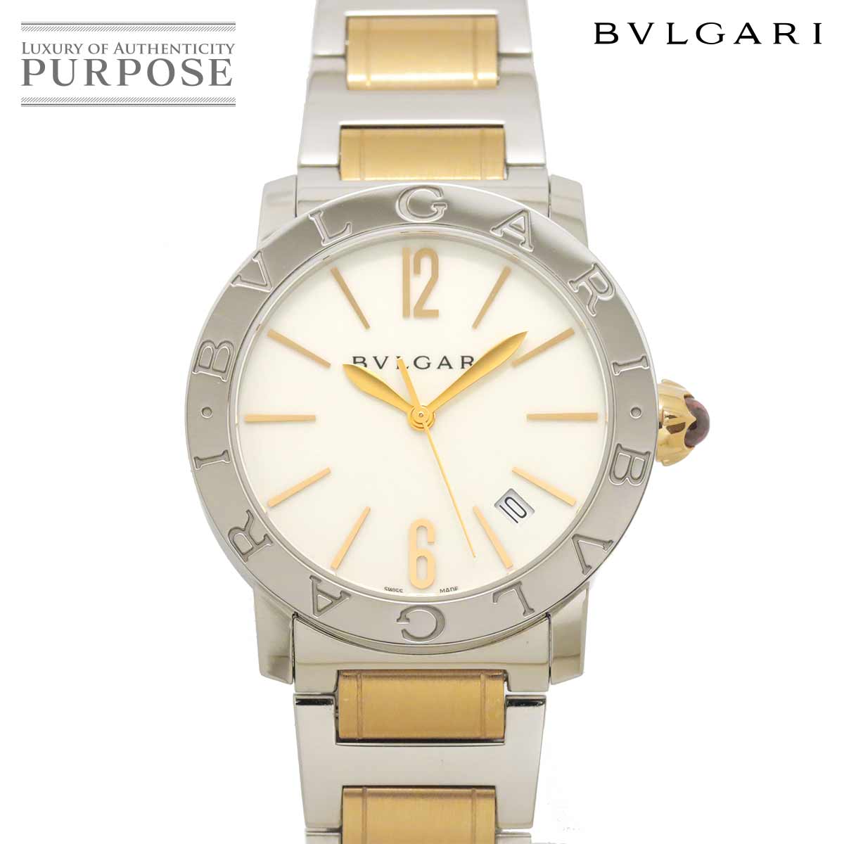 BVLGARI ブルガリブルガリ コンビ BBL37S メンズ 腕時計 PG ピンクゴールド デイト ホワイト オートマ 自動巻き ウォッチ BVLGARIBVLGARI ブルガリ 90334947