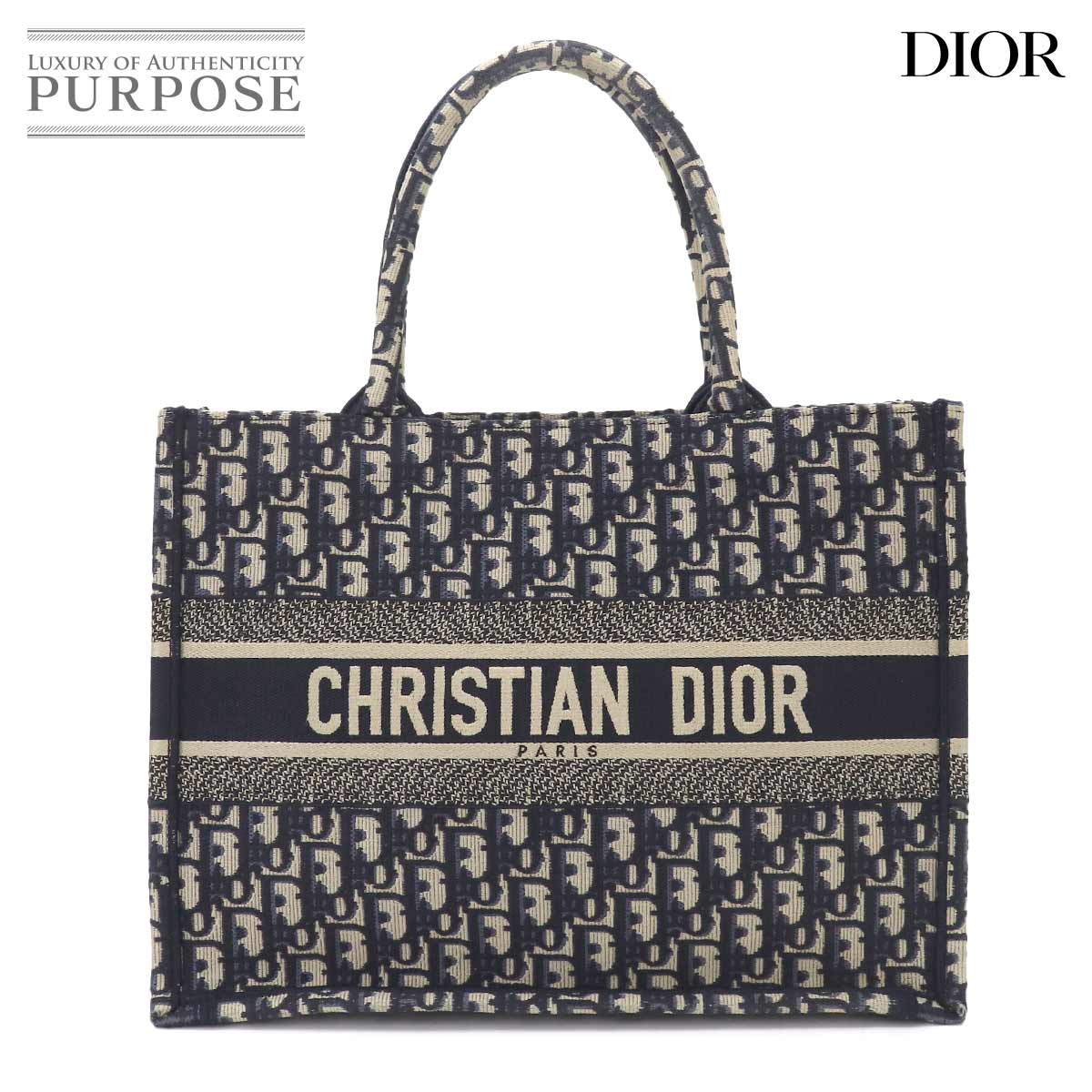 Christian Dior オブリーク ブック トート ミディアム バッグ キャンバス ネイビー M1296ZRIW Book Tote Medium クリスチャン ディオール 90322861