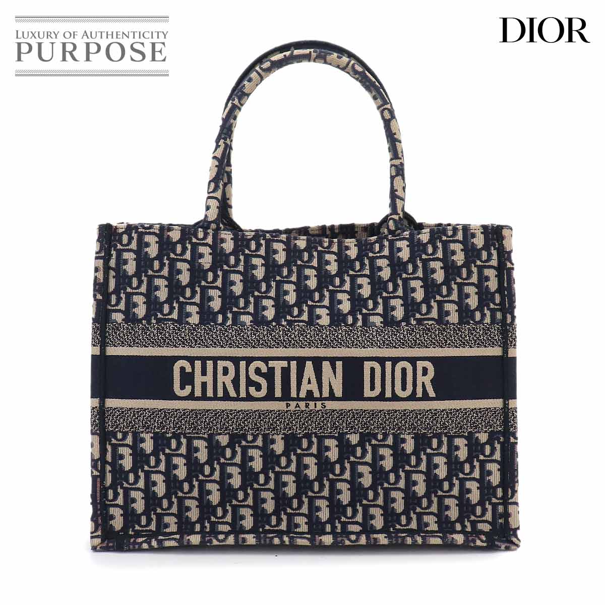 Christian Dior オブリーク ブック トート ミディアム バッグ キャンバス ネイビー M1296ZRIW Book Tote Medium クリスチャン ディオール 90326087