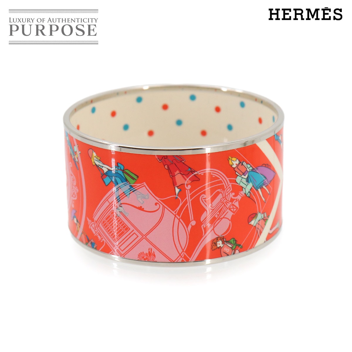 HERMES エマイユ TGM バングル ブレスレット オレンジ シルバー アクセサリー Email TGM エルメス 90330190