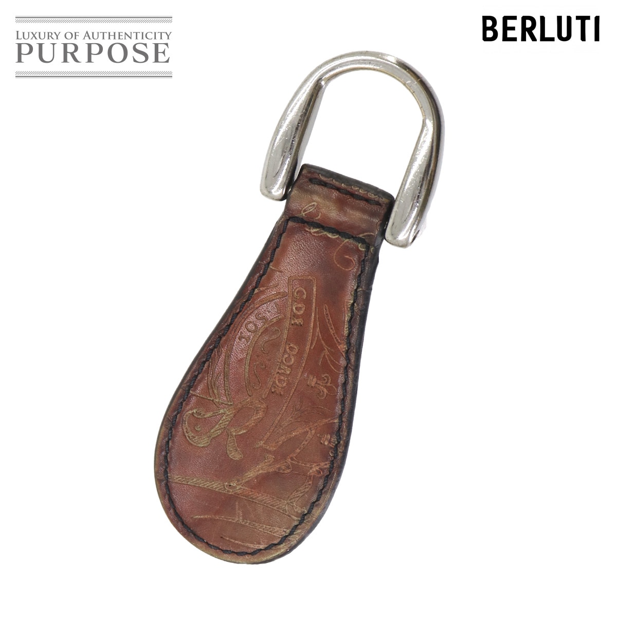 Berluti カリグラフィ キーホルダー キーリング シューホーン ヴェネチアレザー ブラウン Key Ring ベルルッティ 90330337