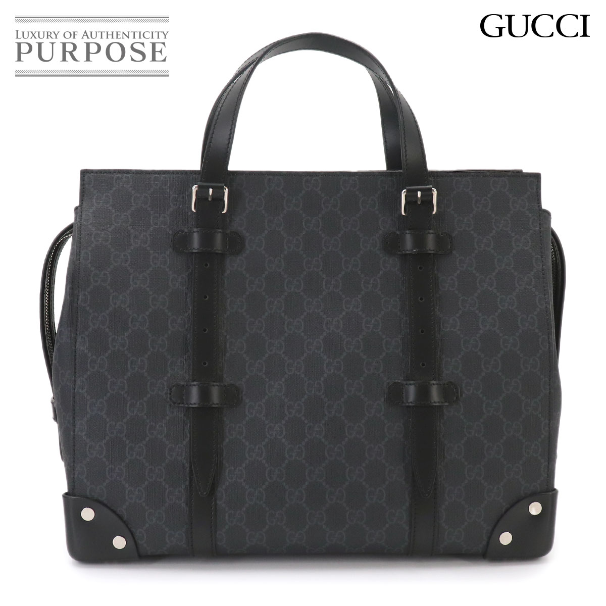 GUCCI GGスプリーム トート バッグ ブラック グレー 626356 GG Supreme Tote Bag グッチ 90330880
