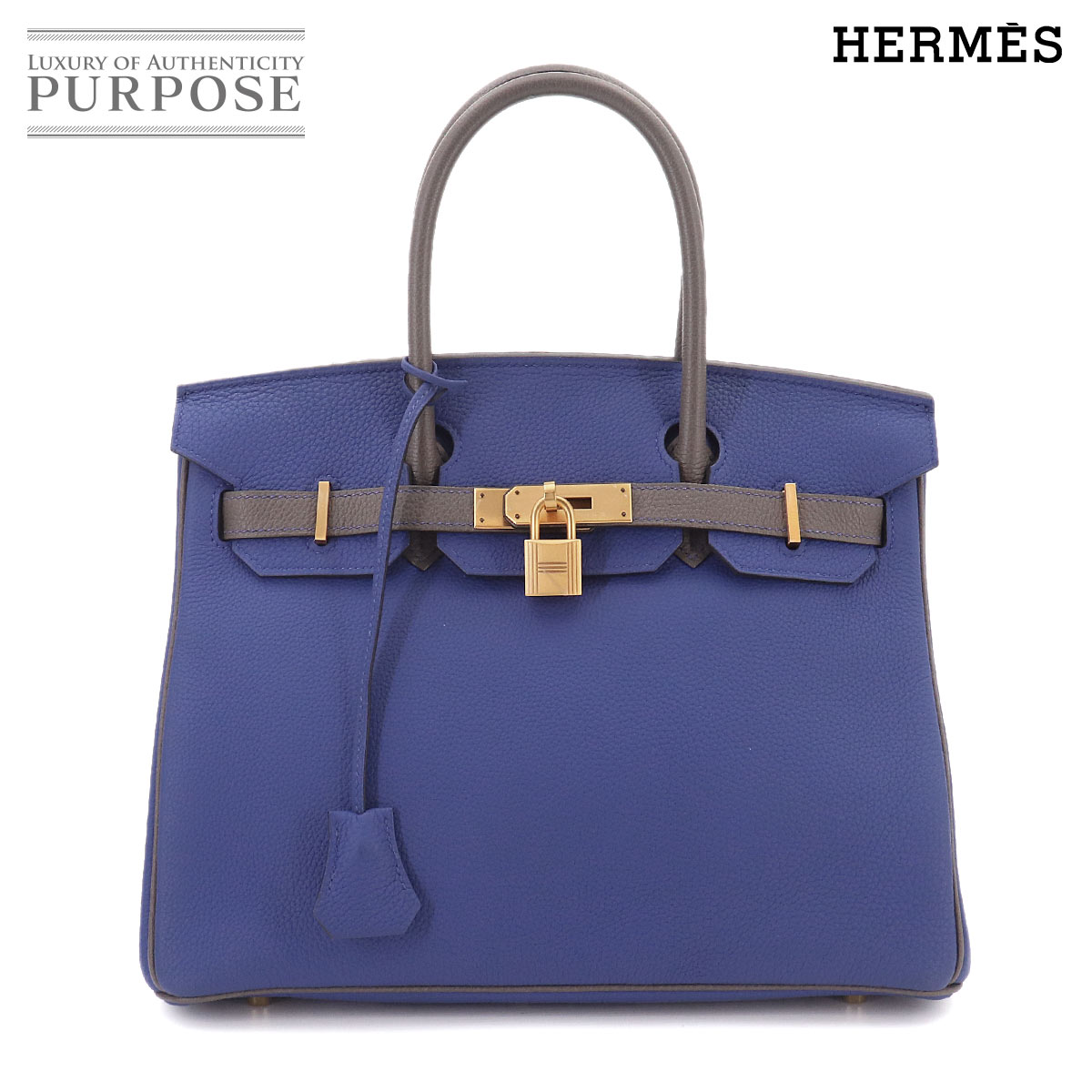 HERMES バーキン30 トゴ パーソナル SPO ブルーエレクトリック エタン ハンド バッグ マットゴールド 金具 D刻印 Birkin エルメス 90331094