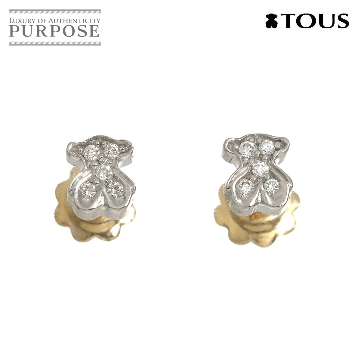 TOUS ダイヤ ピアス K18 YG WG イエロー ホワイトゴールド 750 Earrings Pierced トウス 90321996