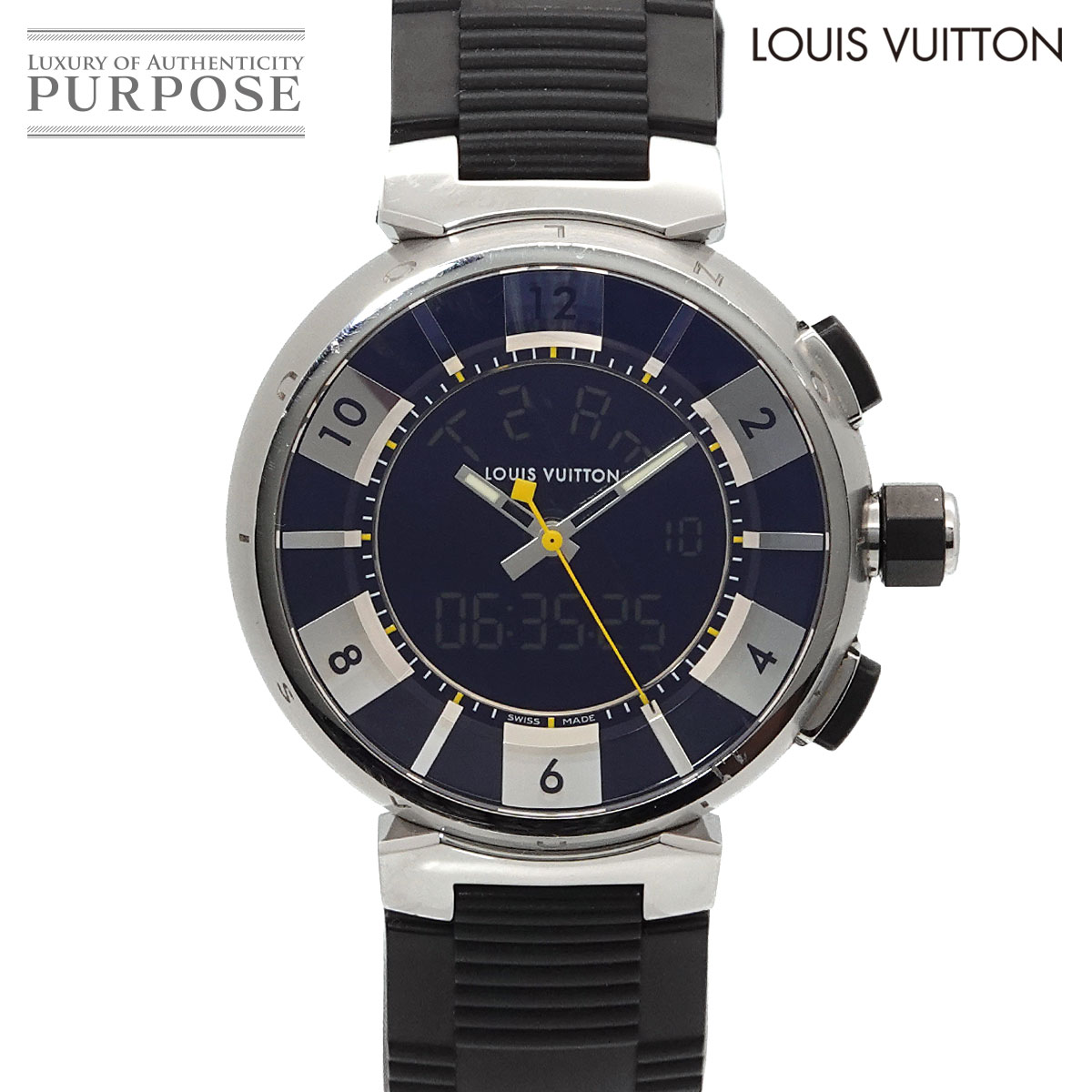 LOUIS VUITTON タンブール インブラック Q118F メンズ 腕時計 クォーツ アナログ デジタル ウォッチ Tambour ルイ ヴィトン 90328995