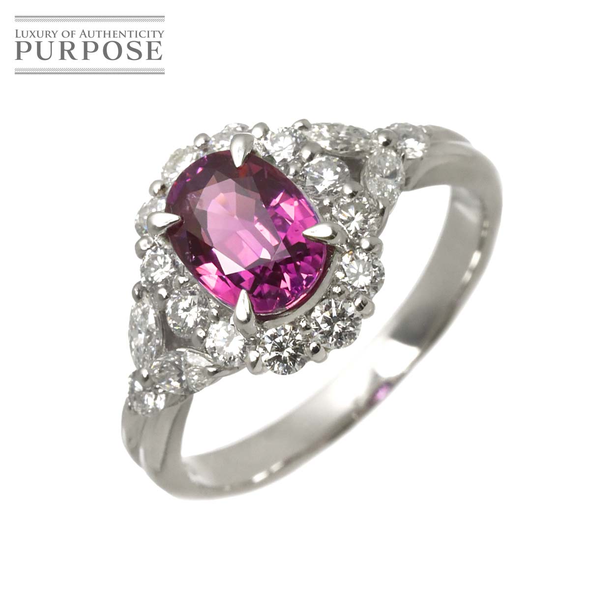 リング 18.5号 パープルサファイヤ 2.13ct ダイヤ 1.00ct Pt プラチナ 指輪 【ソーティング付き】 Sapphire Ring 90329628