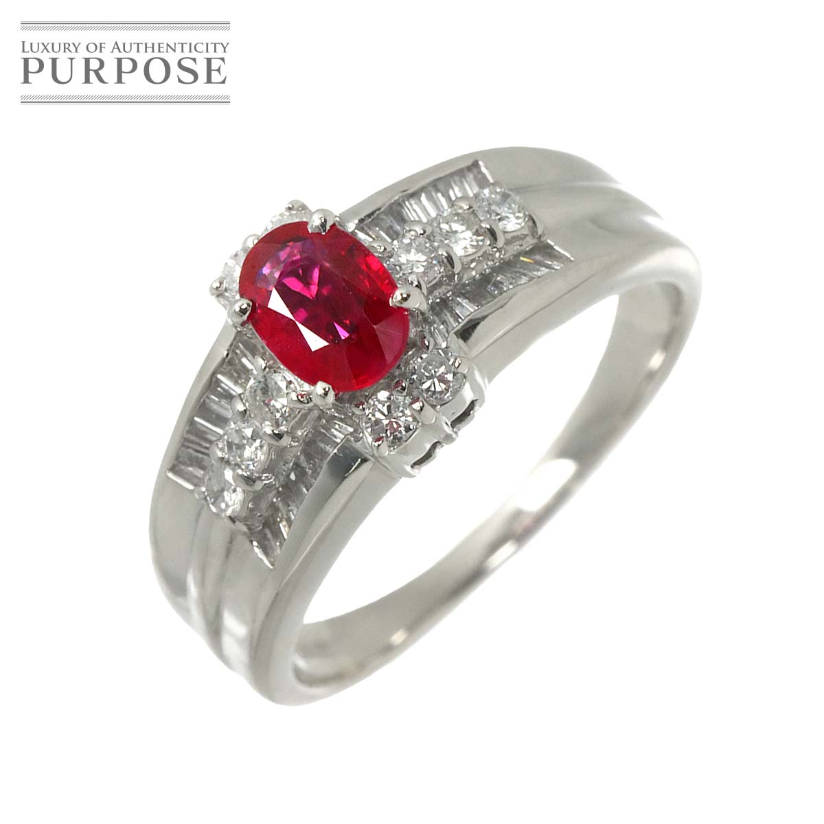 リング 15.5号 ルビー 0.62ct ダイヤ 0.53ct Pt プラチナ 指輪【ソーティング付き】 Ruby Ring 90329692