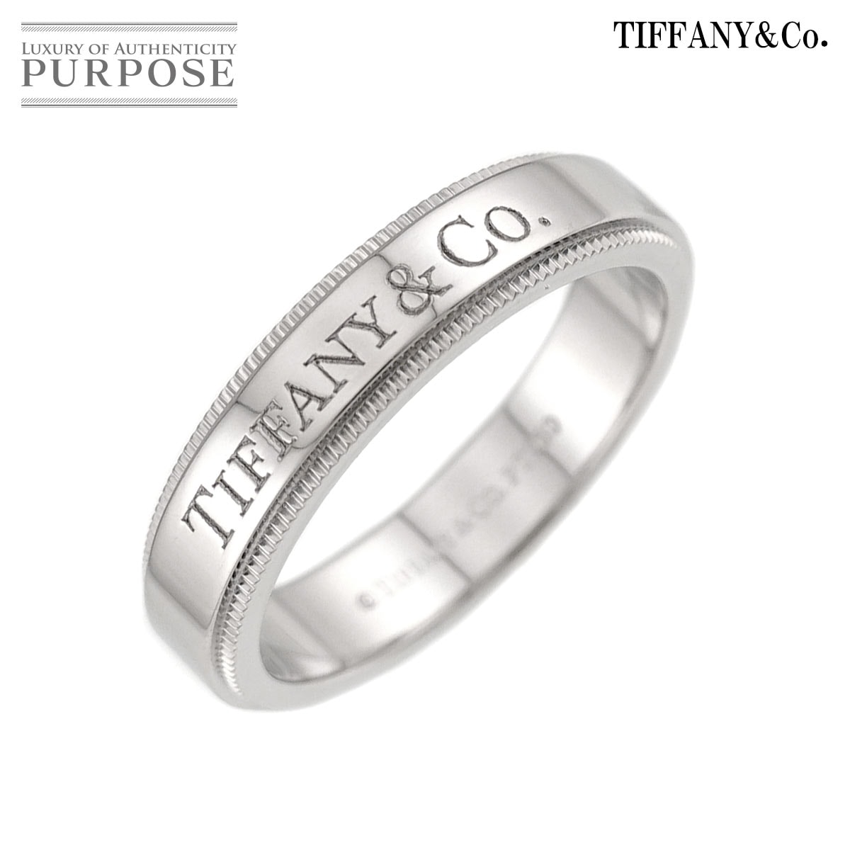 TIFFANY&CO. ミルグレイン 10号 リング 幅4mm Pt プラチナ 指輪 トゥギャザー Milgrain Ring ティファニー 90329834