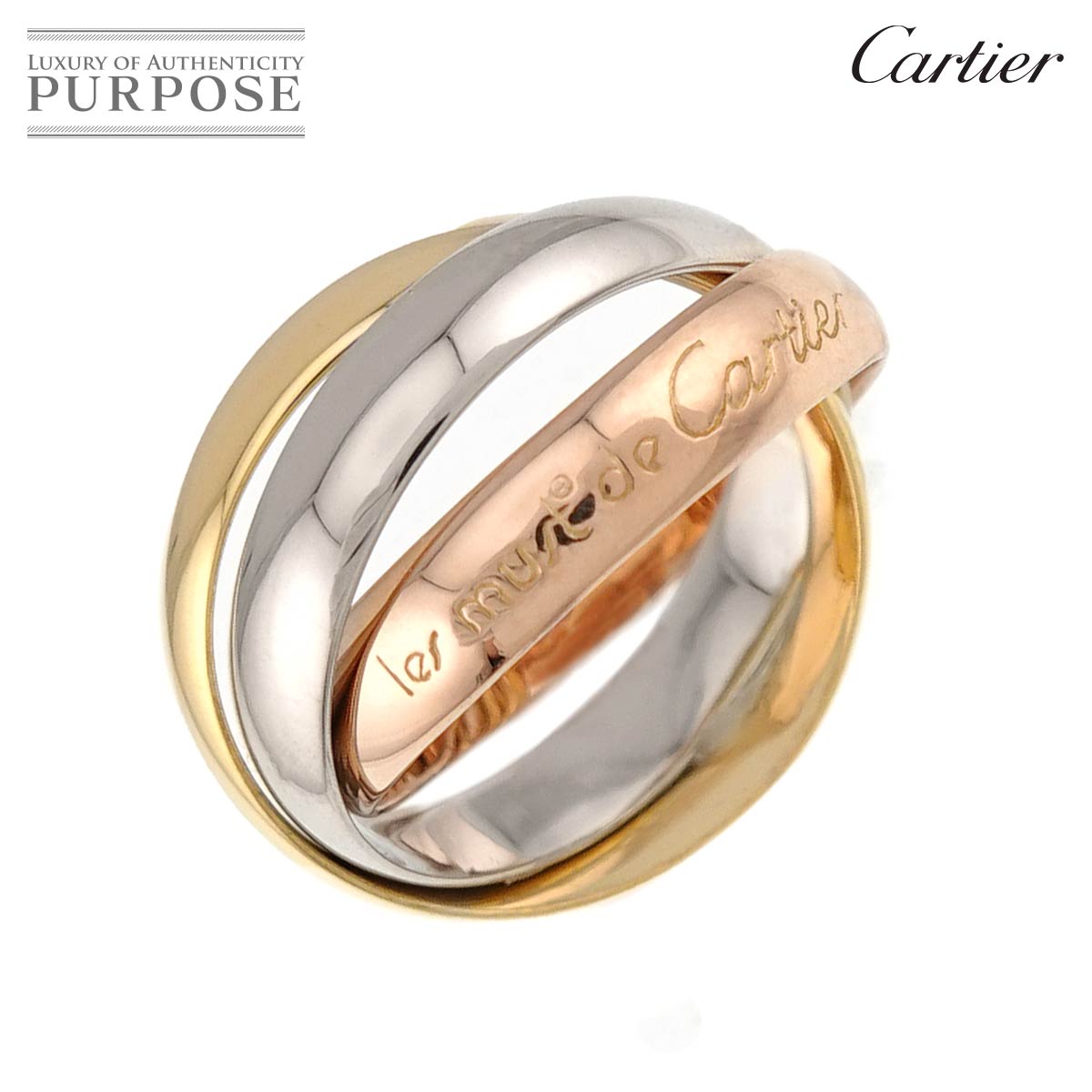 Cartier トリニティ ミディアム MM #47 リング K18 YG WG PG 3連 スリーゴールド スリーカラー 750 指輪 Trinity カルティエ 90329867