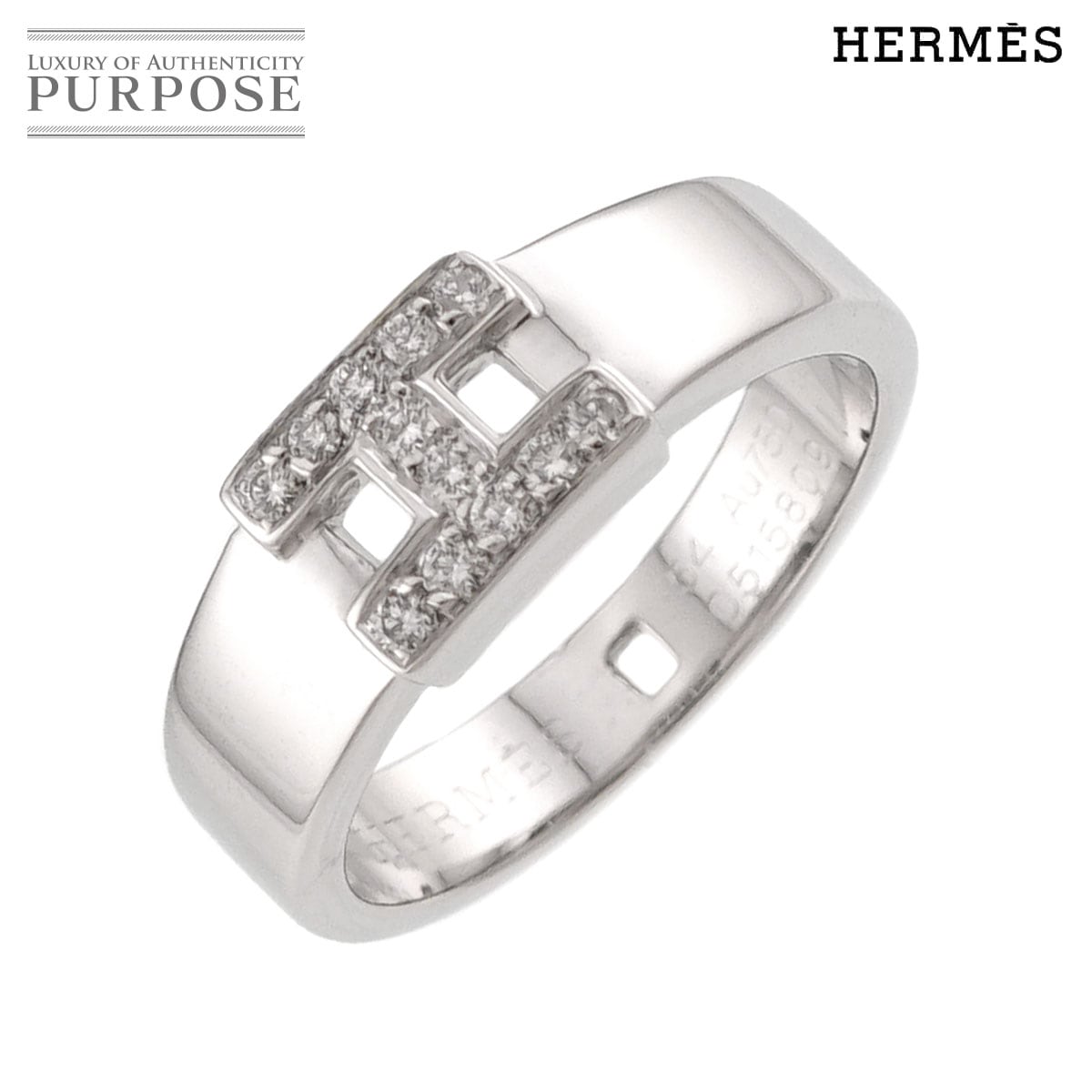 HERMES ニュー ヘラクレス #54 リング ダイヤ K18 WG ホワイトゴールド 750 指輪 Hercules Ring エルメス 90330395
