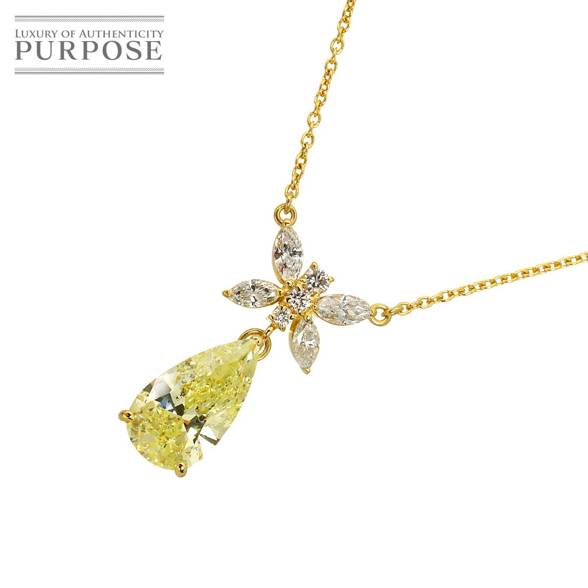 ダイヤ 4.001ct/0.63ct ネックレス 43cm K18 YG イエローゴールド 750 Diamond Necklace 90330784
