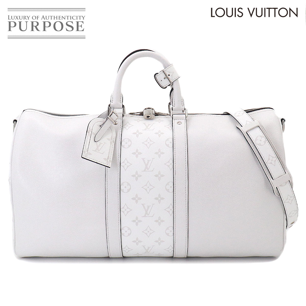 LOUIS VUITTON タイガラマ キーポル バンドリエール 50 2way ボストン ショルダー バッグ レザー オプティカルホワイト M30885 Keepall Bandouliere ルイ ヴィトン 90330923