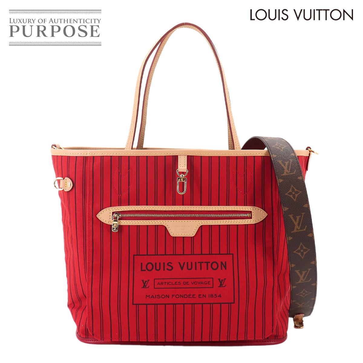 LOUIS VUITTON モノグラム ネヴァーフル インサイドアウト MM 2way トート ショルダー バッグ ルージュサリ M12096 RFID Neverfull Inside Out MM ルイ ヴィトン 90331156