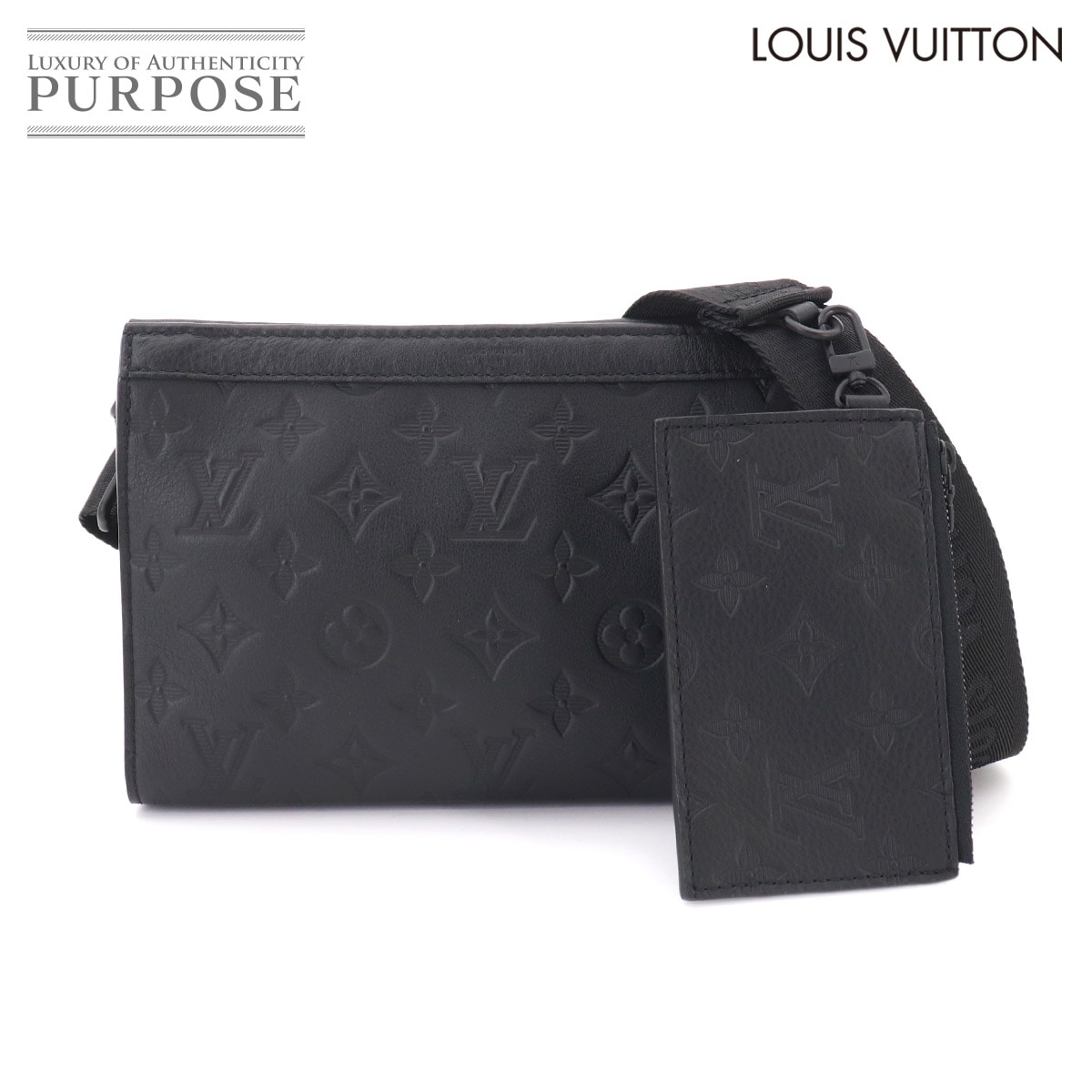 LOUIS VUITTON モノグラム シャドウ ガストン ウエアラブル ウォレット ショルダー バッグ レザー ブラック M81115 RFID Gaston Wearable Wallet ルイ ヴィトン 90331189