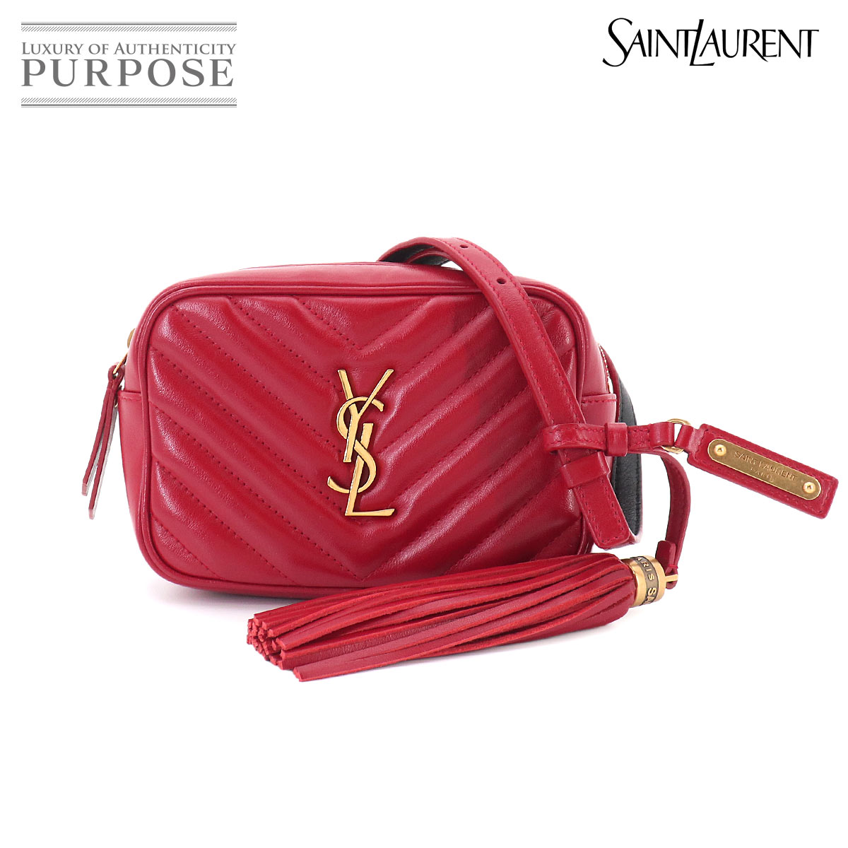 SAINT LAURENT ルー ベルト バッグ ウエスト ポーチ レザー レッド 534817 Lou Belt Bag サンローラン 90331255
