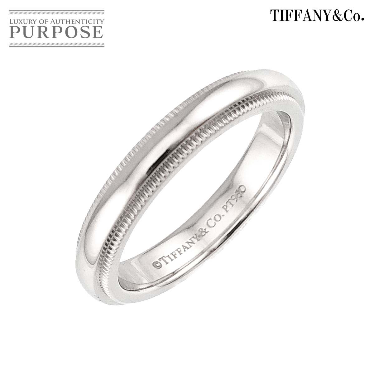 TIFFANY&CO. ミルグレイン 7.5号 リング 幅3.2mm Pt プラチナ 指輪 トゥギャザー Milgrain Ring ティファニー 90331567