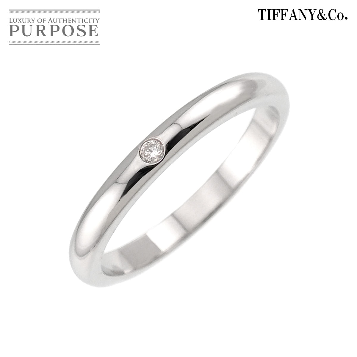 TIFFANY&Co. スタッキング バンド 18号 リング ダイヤ 1P Pt プラチナ 指輪 Stacking Band Ring ティファニー 90331646
