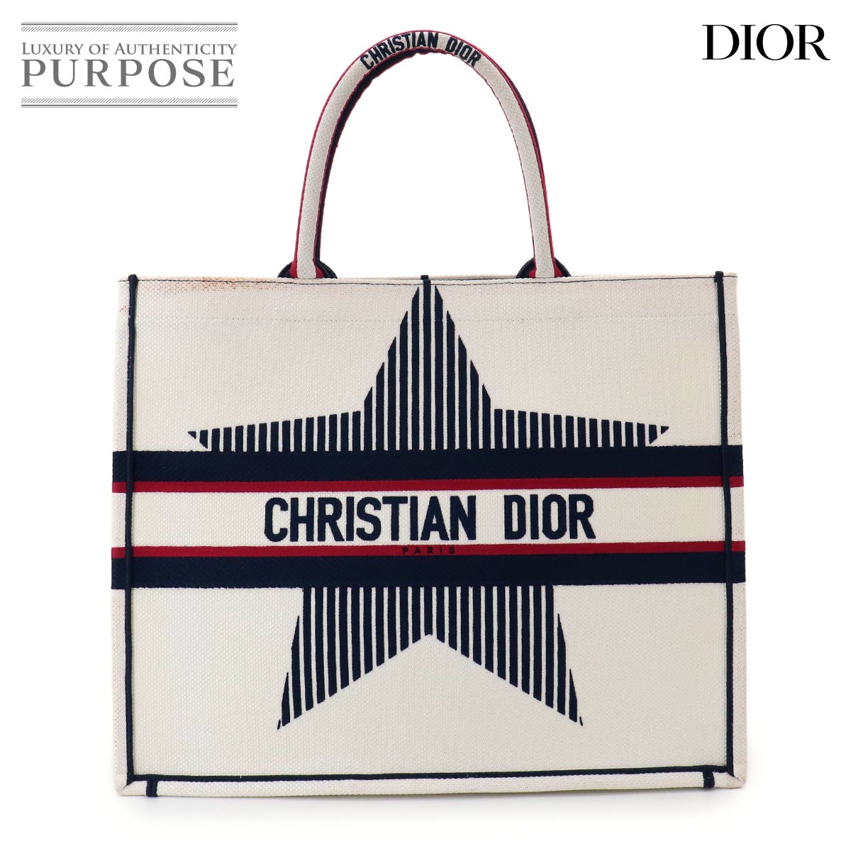 Christian Dior ディオール アルプス ブック トート ラージ バッグ キャンバス ホワイト M1286ZRSE Book Tote クリスチャン ディオール 90332466