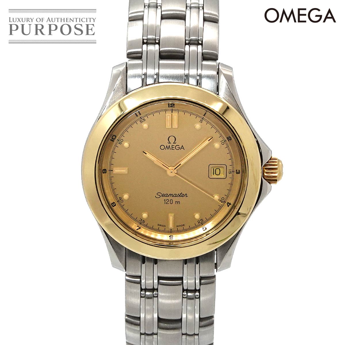 OMEGA シーマスター120 2311 10 コンビ メンズ 腕時計 デイト ゴールド YG イエローゴールド クォーツ ウォッチ Seamaster オメガ 90333694