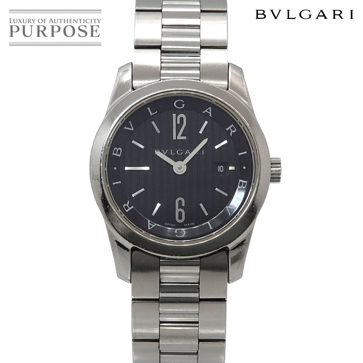BVLGARI ソロテンポ ST30S レディース 腕時計 デイト ブラック クォーツ ウォッチ ブルガリ 90334354