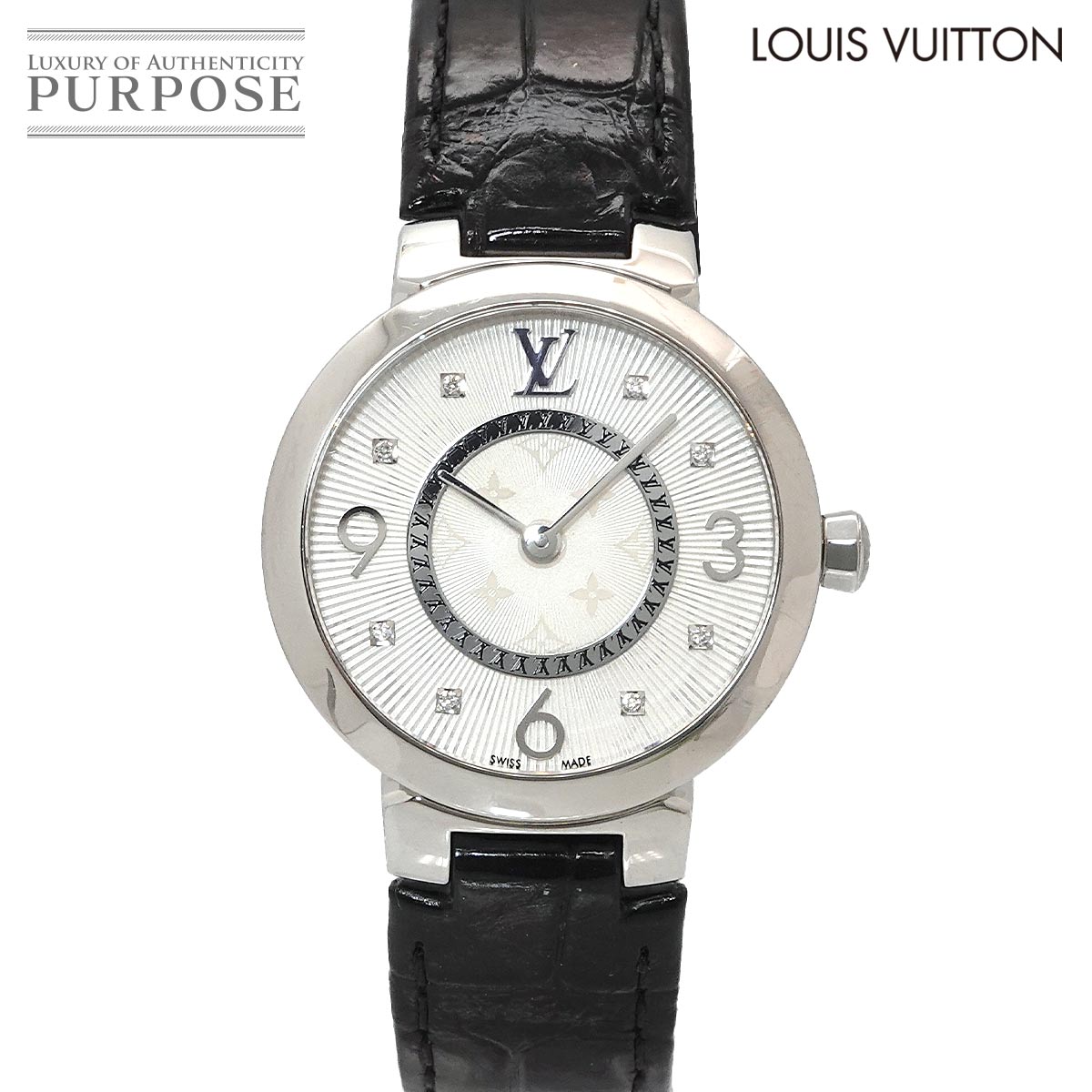LOUIS VUITTON タンブール Q12MG レディース 腕時計 8P ダイヤ シルバー クォーツ ウォッチ Tambour ルイ ヴィトン 90334371