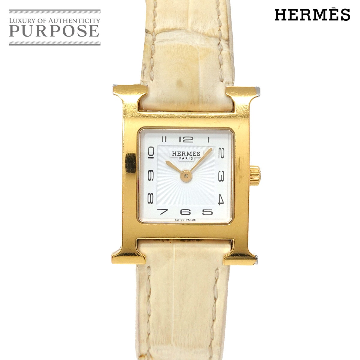 HERMES Hウォッチ HH1 201 レディース 腕時計 ホワイト クォーツ ウォッチ H Watch エルメス 90334916