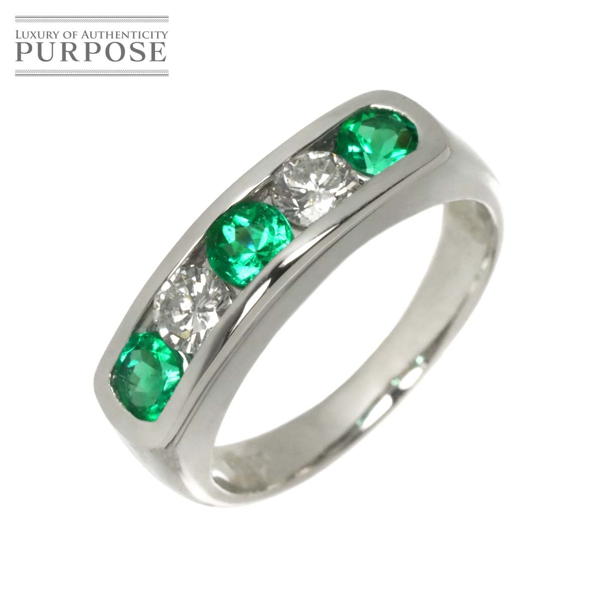 リング 9号 エメラルド 0.59ct ダイヤ 0.37ct Pt プラチナ 指輪 Emerald Ring 90329661