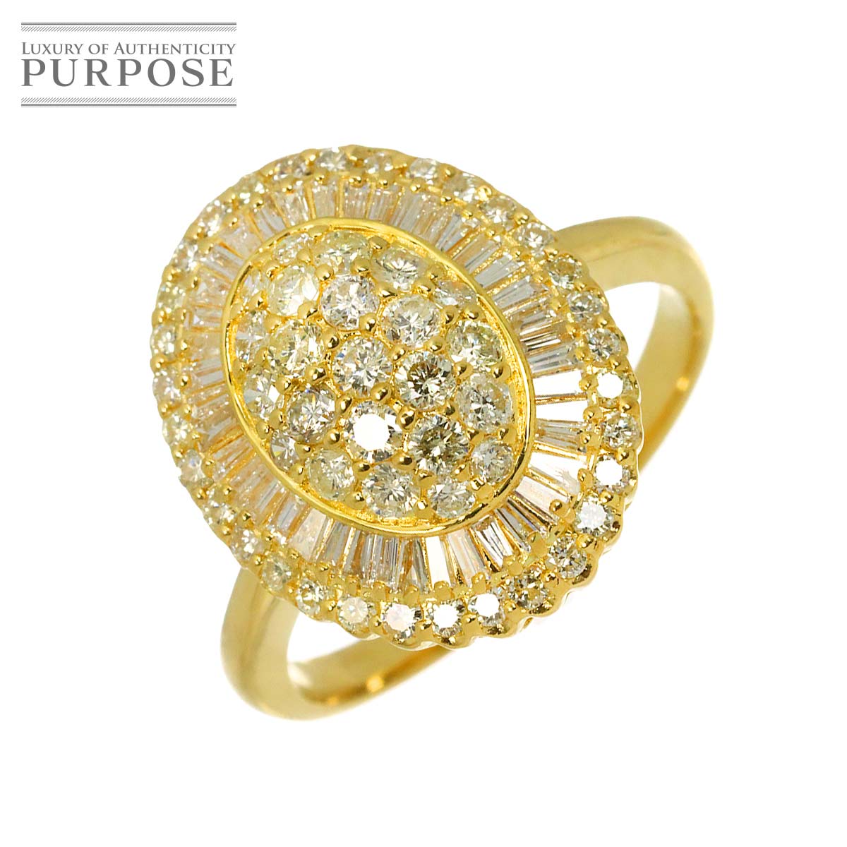 リング 19号 ダイヤ 1.51ct K18 YG イエローゴールド 750 指輪 Diamond Ring 90333426