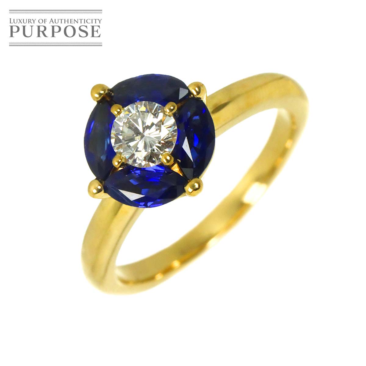 リング 12.5号 サファイヤ 1.143ct ダイヤ 0.39ct K18 YG イエローゴールド 750 指輪 Sapphire Ring 90333440