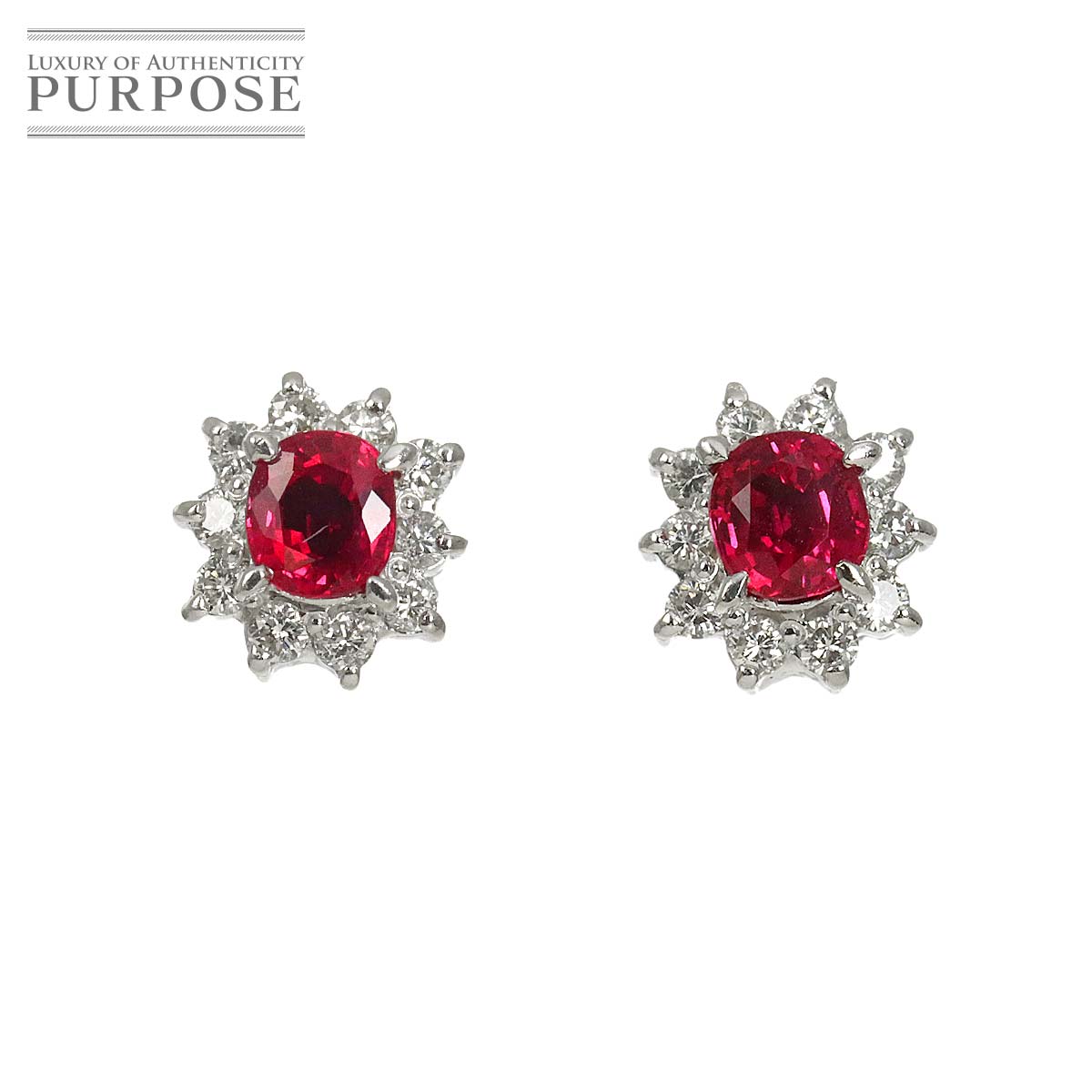 ルビー 0.41ct/0.41ct ダイヤ 0.14ct/0.14ct ピアス Pt プラチナ Ruby Earrings Pierced 90333705