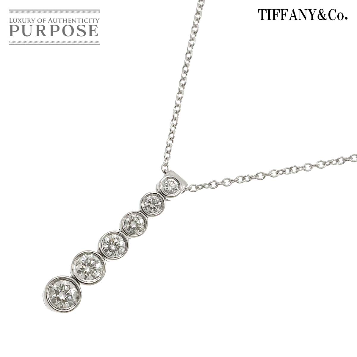 TIFFANY&Co. ジャズ グラジュエイテッド ネックレス ダイヤ 41cm Pt プラチナ Jazz Diamond Necklace ティファニー 90328261
