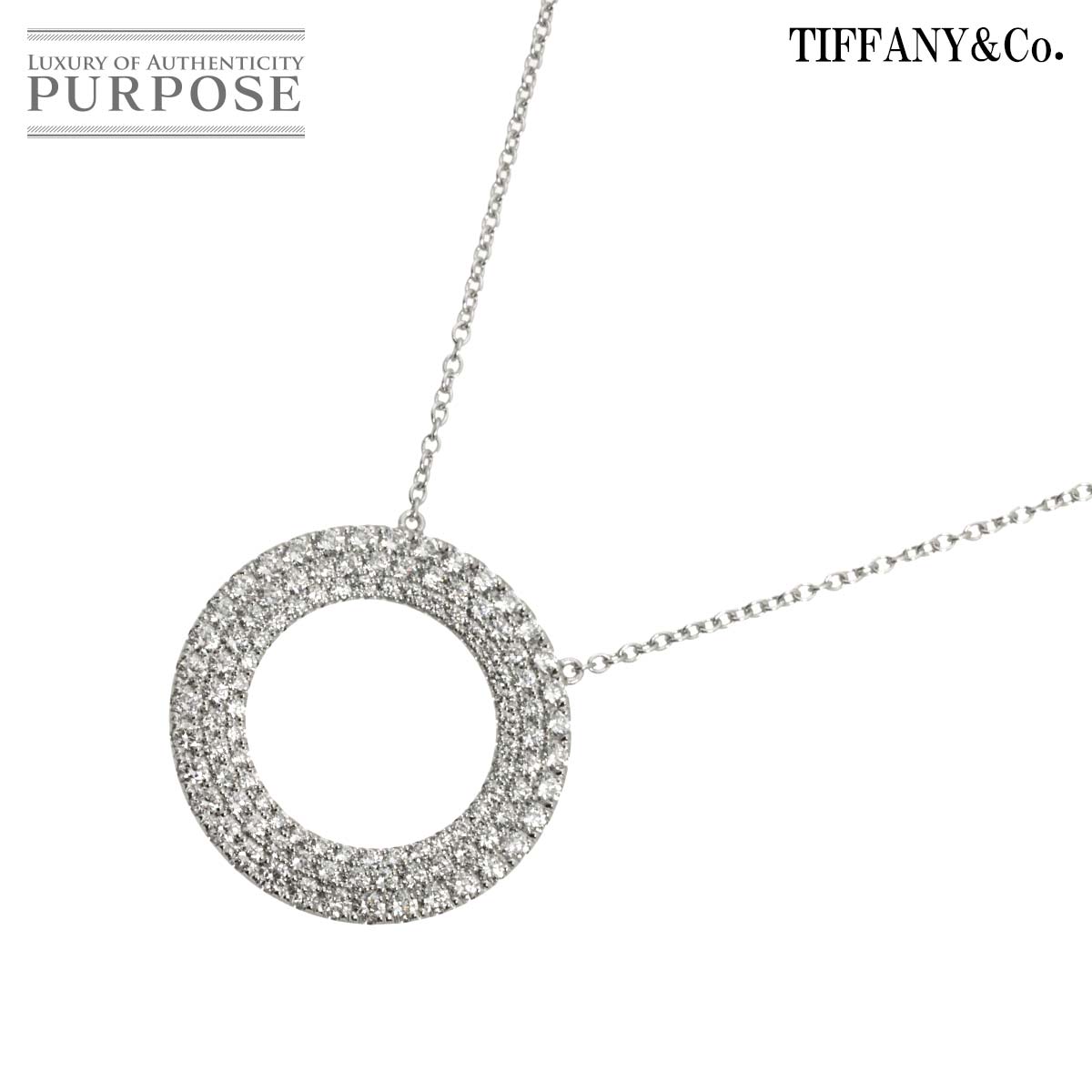 TIFFANY&CO. メトロ 3ロウ サークル ダイヤ ネックレス 41cm K18 WG ホワイトゴールド 750 Necklace ティファニー 90328283