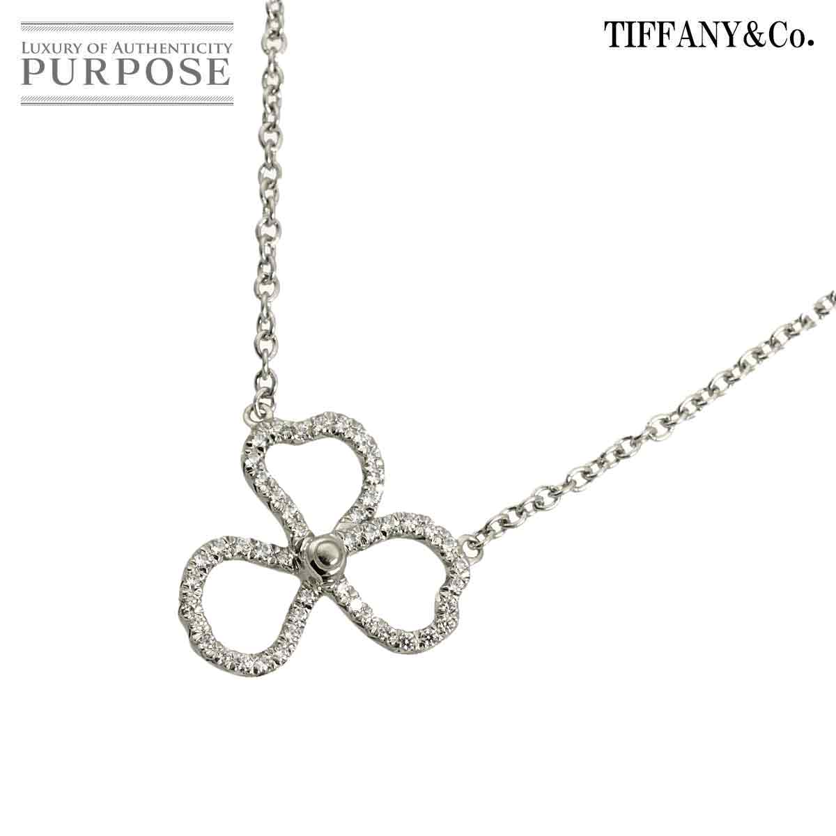TIFFANY&Co. ペーパーフラワー ダイヤ ネックレス 41cm Pt プラチナ オープン Necklace ティファニー 90330217