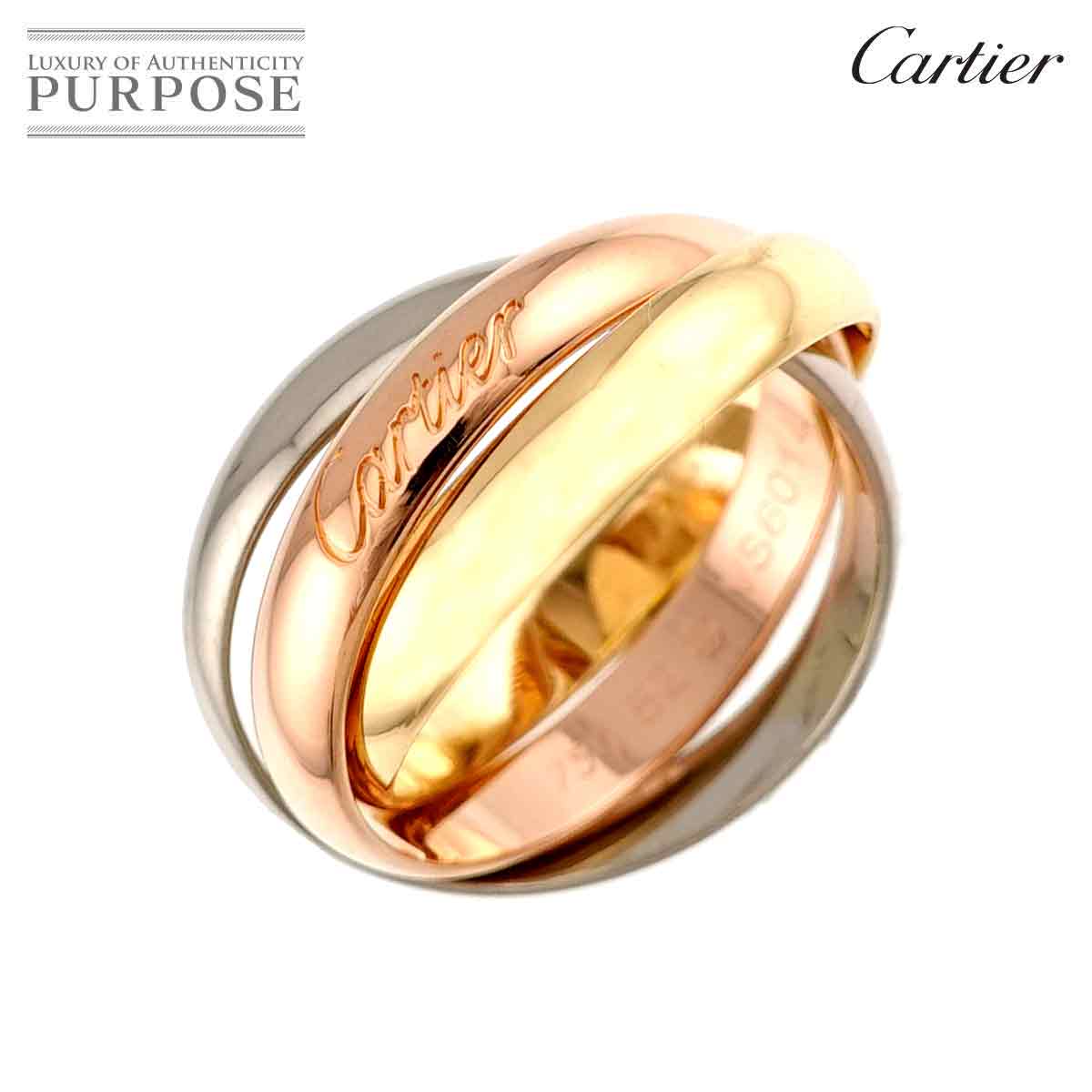 Cartier トリニティ ミディアム MM #52 リング K18 YG WG PG 3連 スリーゴールド スリーカラー 750 指輪 Trinity カルティエ 90330321