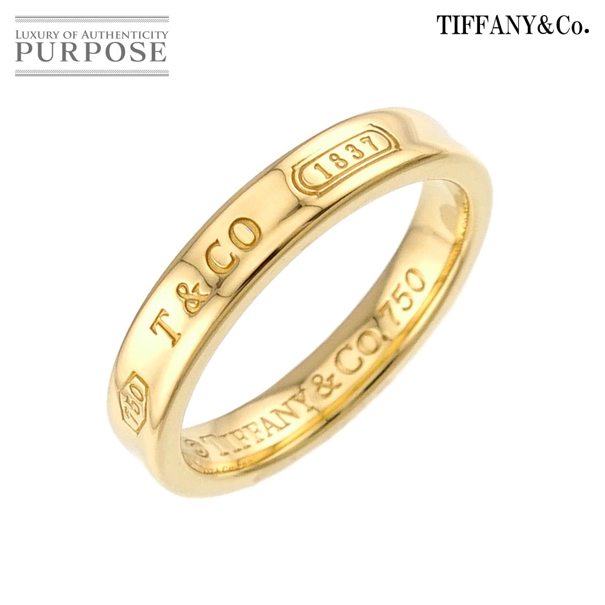TIFFANY&Co. 1837 ナロー 16.5号 リング K18 YG イエローゴールド 750 指輪 Ring ティファニー 90330427