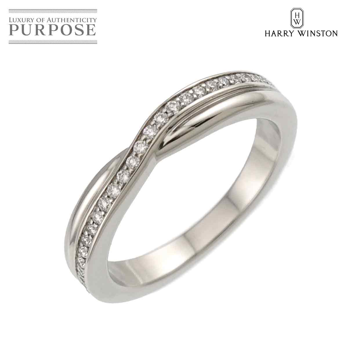HARRY WINSTON トリスト ワンロウ バンド 8.5号 リング ダイヤ Pt プラチナ 指輪 Diamond Ring ハリーウィンストン 90332196