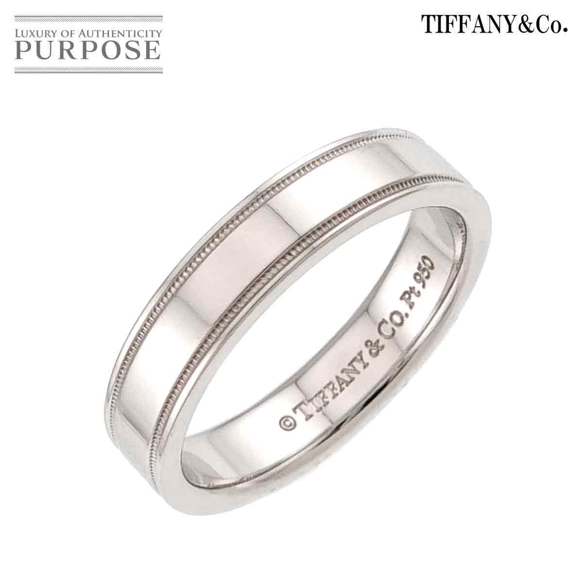 TIFFANY&Co. ダブルミルグレイン 9号 リング 幅4mm Pt プラチナ 指輪 トゥギャザー  Double Milgrain Ring ティファニー 90332266