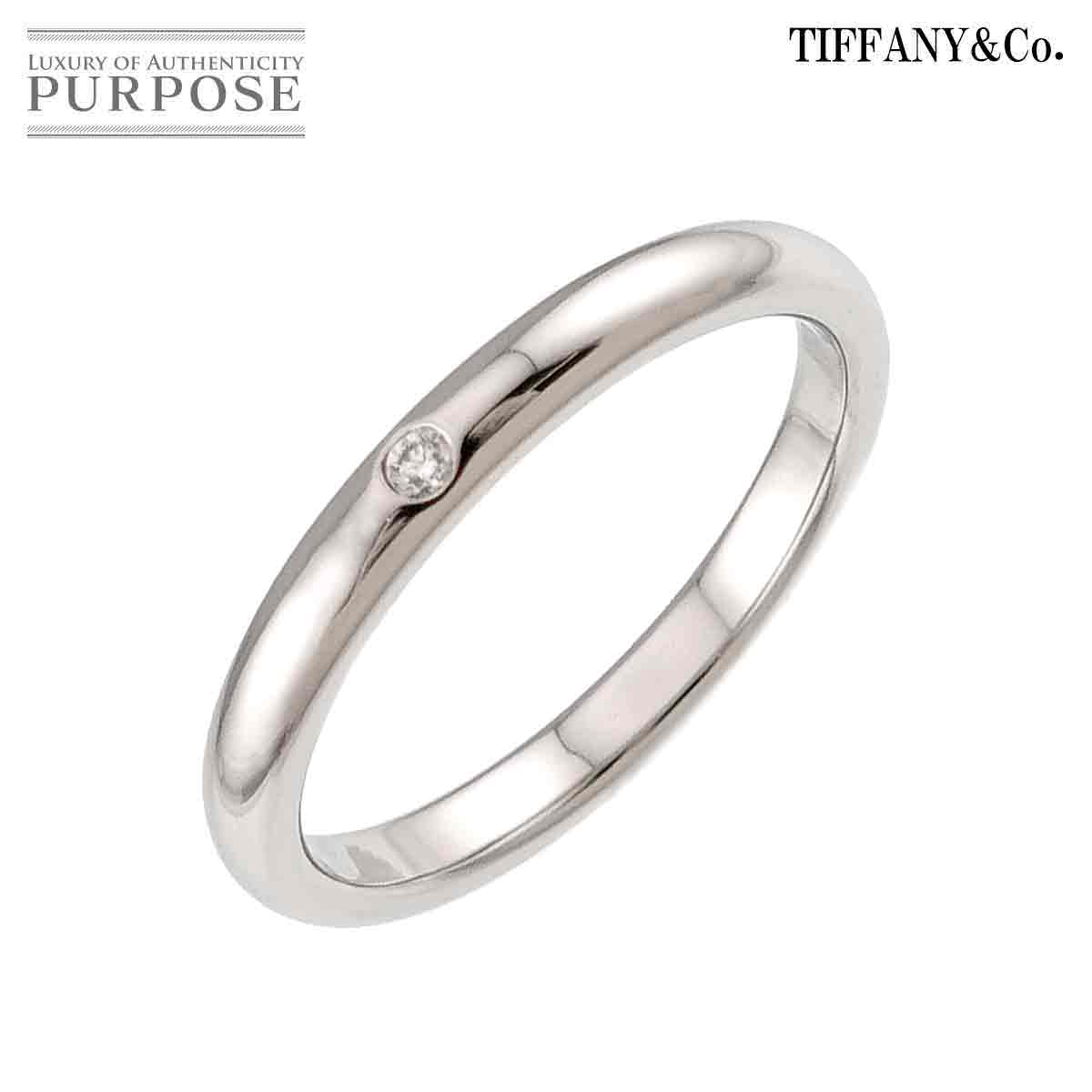 TIFFANY&Co. スタッキング バンド 18号 リング ダイヤ 1P Pt プラチナ 指輪 Stacking Band Ring ティファニー 90332283