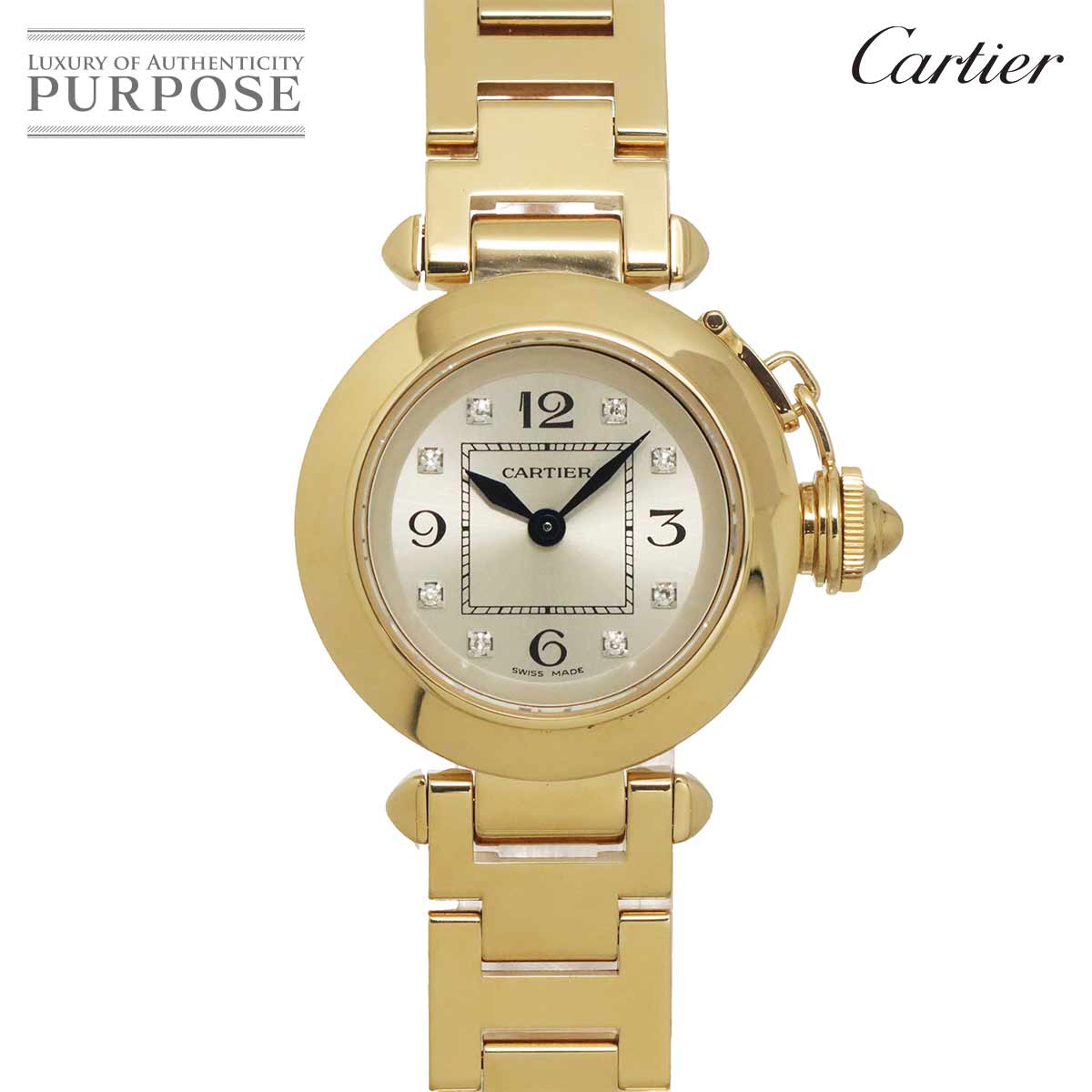 Cartier ミスパシャ WJ124015 レディース 腕時計 8P ダイヤ シルバー K18YG イエローゴールド 金無垢 クォーツ ウォッチ Miss Pasha カルティエ 90327546