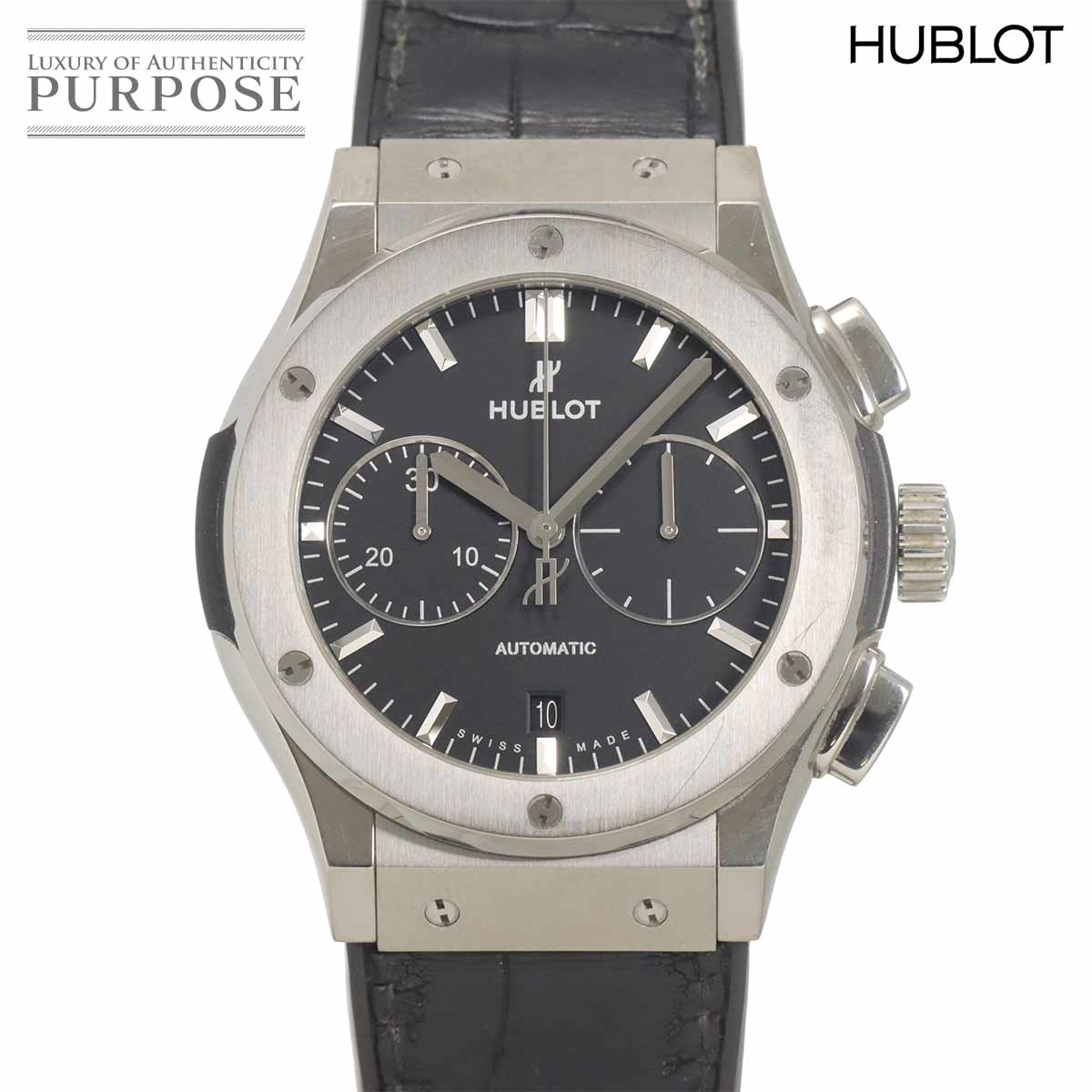 ウブロ HUBLOT クラシックフュージョン クロノグラフ チタニウム 521 NX 1171 LR メンズ 腕時計 デイト ブラック 自動巻き Classic fusion 【中古】 90334746