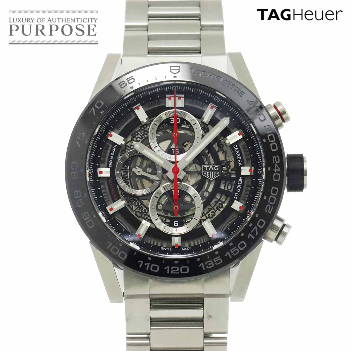 TAG Heuer カレラ キャリバーホイヤー01 CAR2A1W-0 クロノグラフ メンズ 腕時計 デイト スケルトン オートマ 自動巻き ウォッチ Carrera タグホイヤー 90335126