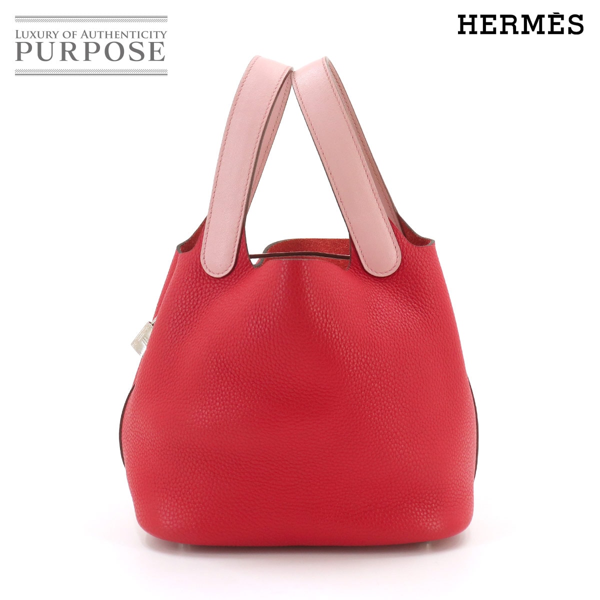 HERMES ピコタンロック タッチ 18 PM ハンド バッグ トリヨンクレマンス スイフト ルージュトマト ローズエグランタイン C刻印 シルバー 金具 Picotin Lock Touch エルメス 90331126