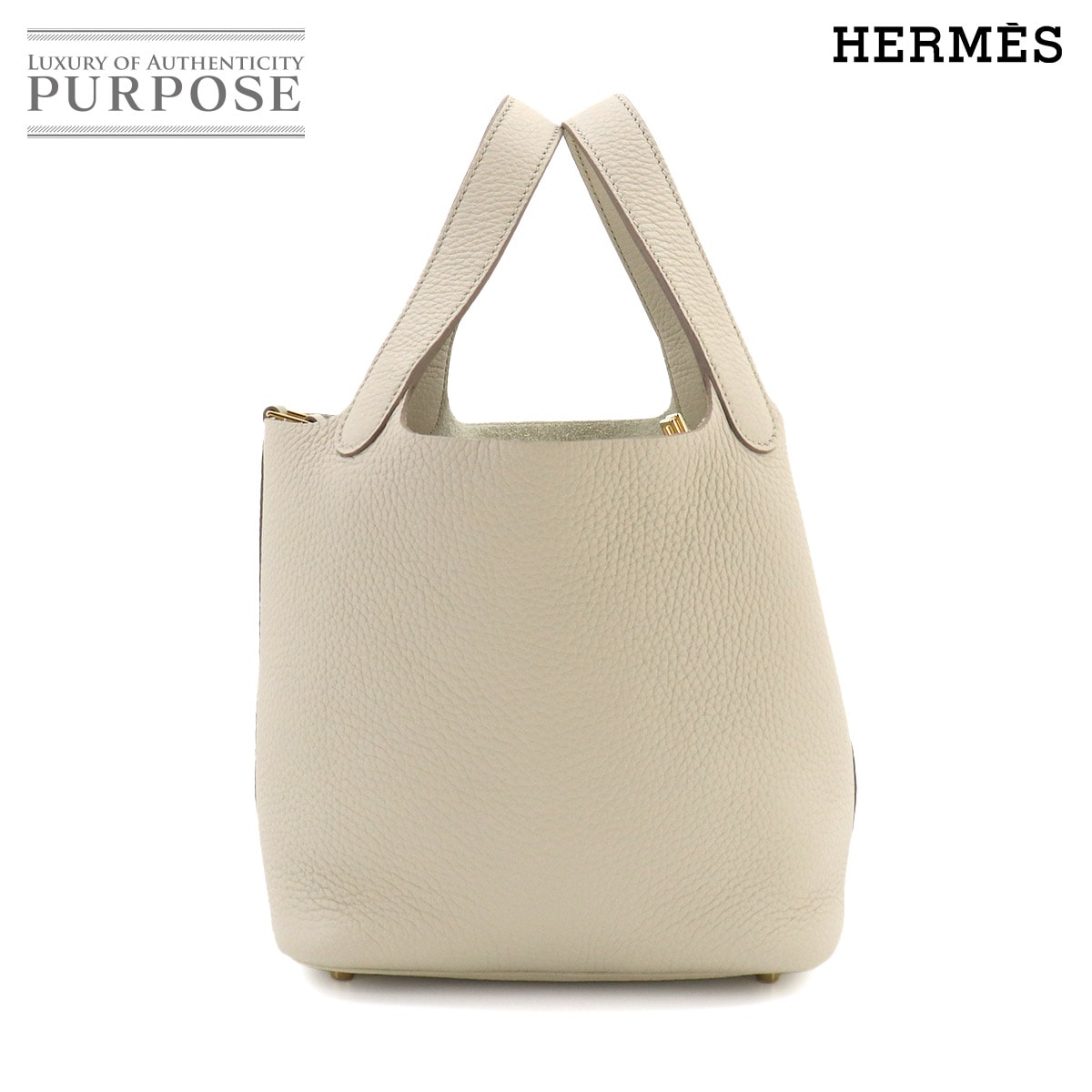 HERMES ピコタンロック 18 PM ハンド バッグ トリヨンクレマンス ベトン ゴールド 金具 U刻印 Picotin Lock PM エルメス 90333365