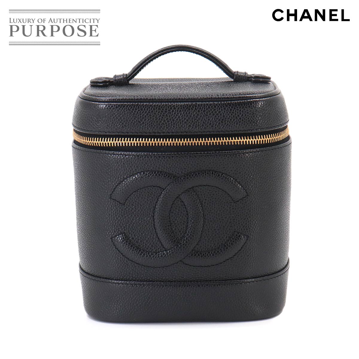 CHANEL バニティ ハンド バッグ キャビアスキン レザー ブラック A01998 ココマーク ゴールド 金具 Vanity Bag シャネル 90333728