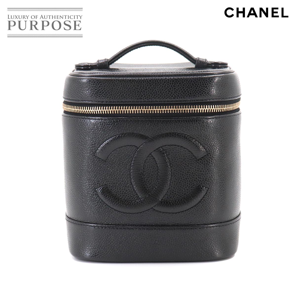 CHANEL バニティ ハンド バッグ キャビアスキン レザー ブラック A01998 ココマーク ゴールド 金具 Vanity Bag シャネル 90333743