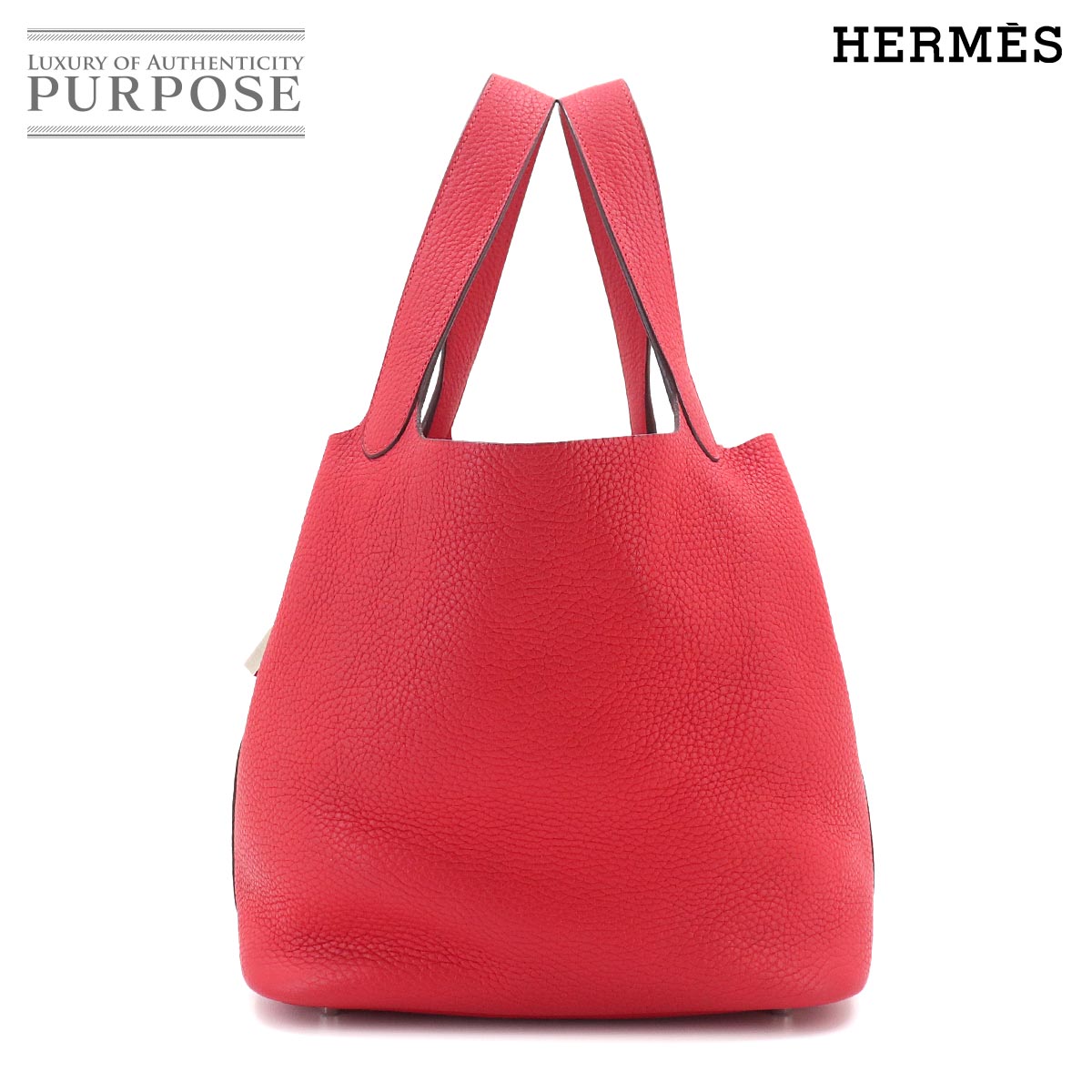 HERMES ピコタンロック 22 MM ハンド バッグ トリヨンクレマンス ルージュトマト X刻印 シルバー 金具 Picotin Lock MM エルメス 90333785