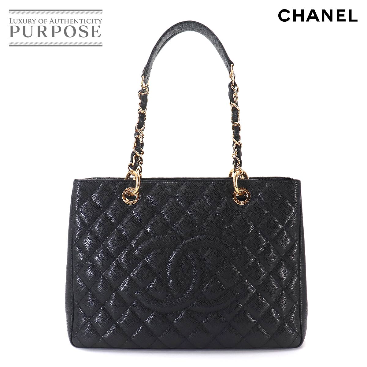 CHANEL マトラッセ グランド ショッピング チェーン トート バッグ GST キャビアスキン レザー ブラック A50995 Matelasse Grand Shopping Tote Bag シャネル 90334206