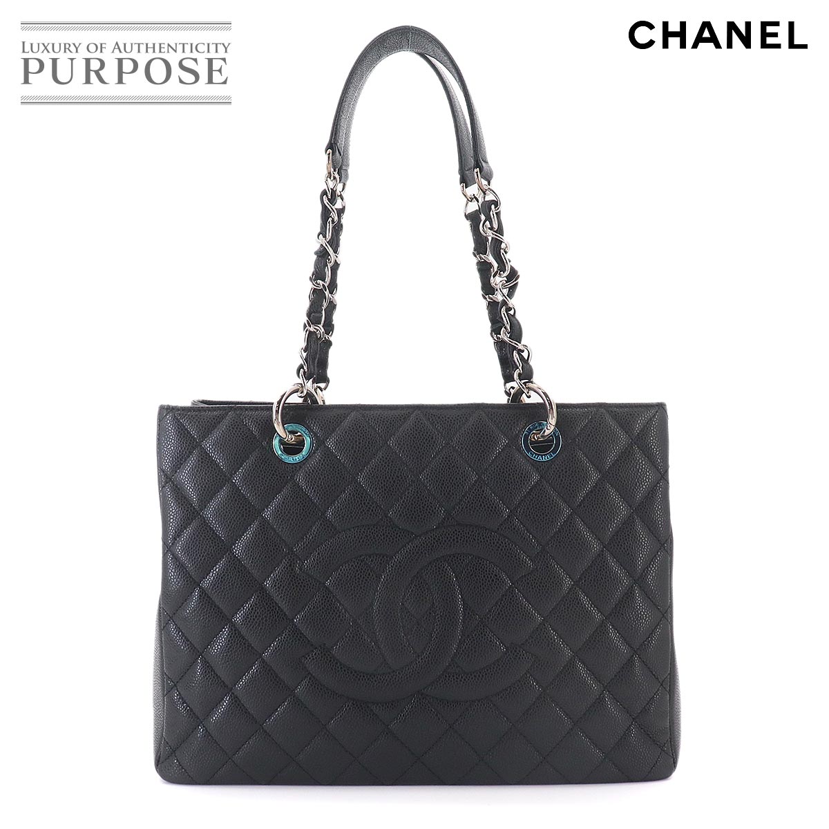 CHANEL マトラッセ グランド ショッピング チェーン トート バッグ GST キャビアスキン レザー ブラック A50995 Matelasse Grand Shopping Tote Bag シャネル 90327145