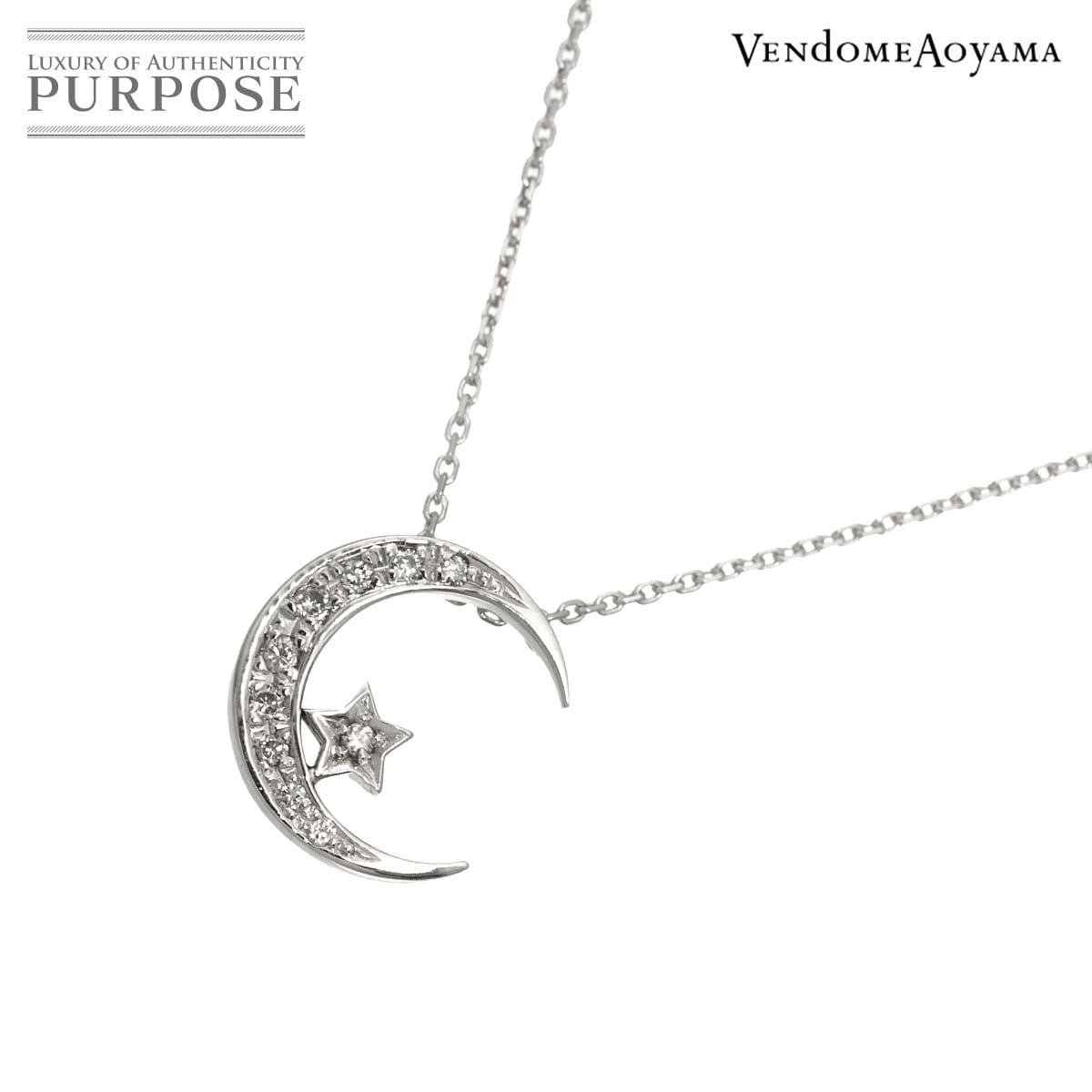 Vendome Aoyama ダイヤ ネックレス 40cm K18 WG ホワイトゴールド 750 Necklace ヴァンドーム青山 90327467