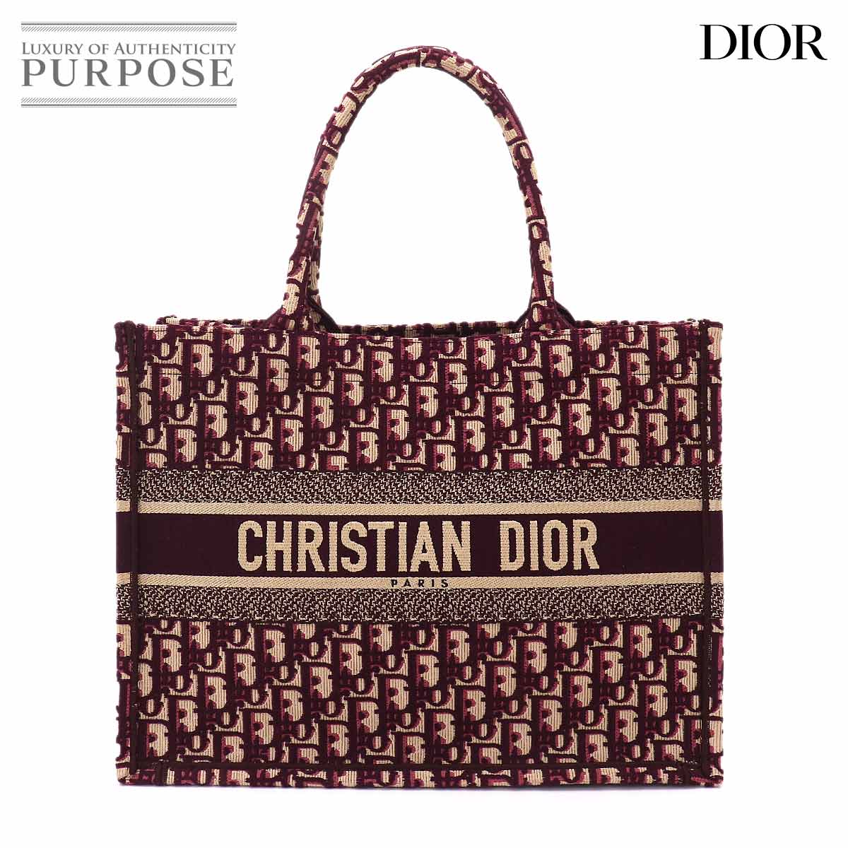Christian Dior オブリーク ブック トート ミディアム バッグ キャンバス ボルドー M1296ZRIW Book Tote Medium クリスチャン ディオール 90327750